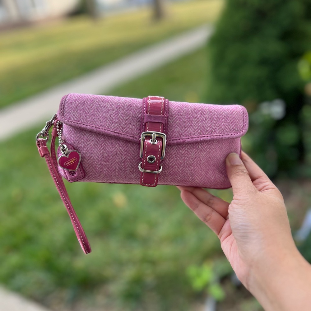 Coach Pink Wool Wristlet 💖 Y2K